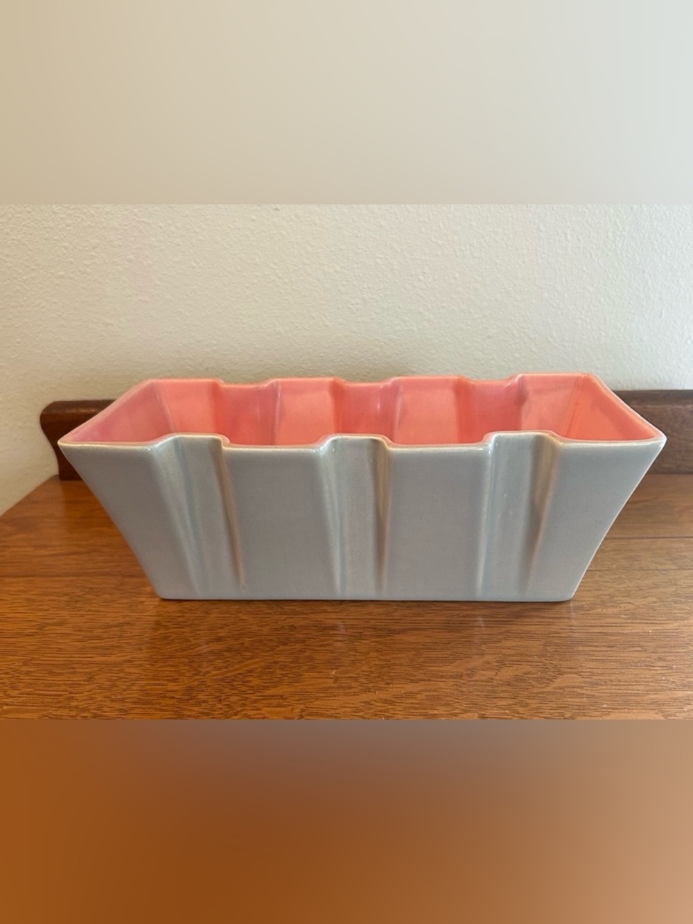 VINTAGE Red Wing Art Deco Pottery Pink and Blue Rectangular Planter Vase # 1265